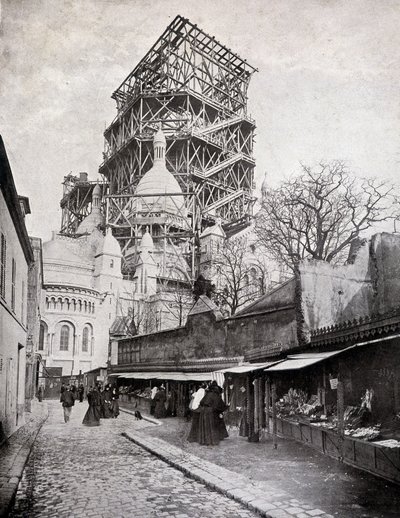 Rosenkranshandlere ved Det Hellige Hjertes kirke under opførelse, slutningen af det 19. århundrede af French School