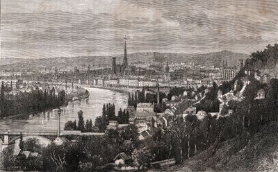Rouen - Seine-Maritime - indgravering i "La France illustree: geografi, historie, statistisk administration" af V.A. Malt-brun. 1884 af French School