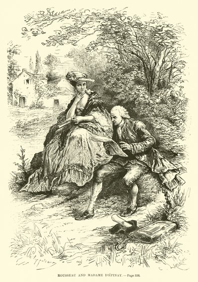 Rousseau og Madame dEpinay af French School
