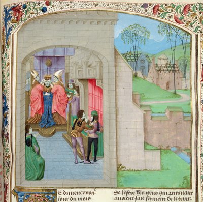 Roy 15 E IV f.236 Coronation of William I, from Old Chronicles of England, Vol I, af Jean Batard de Wavrin, c.1470-80 (vellum) af French School