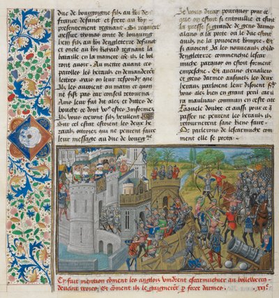 Royal 14 E. IV, f.59v En fangst af en bastion ved Troyes, fra 