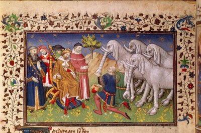Royal 20 B. XX, fol.82v, Alexander givet hvide elefanter, fra 