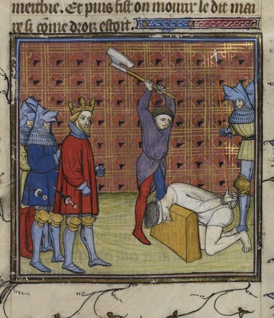 Royal 20 C. VII f.134v Ledere af Jacquerie-oprøret mod den franske adel halshugget efter ordre fra kongen af Navarra, fra 
