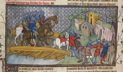 Royal 20 C. VII, f.136v Passage of the Seine, illustration fra 