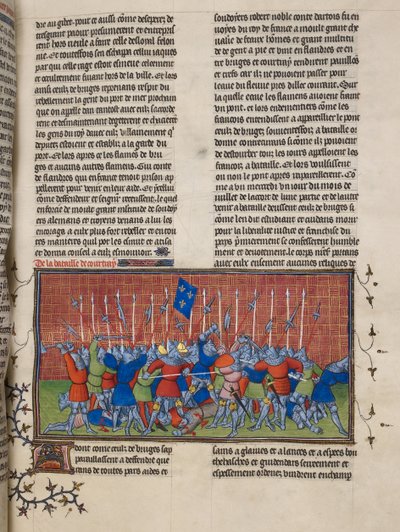 Royal 20 C. VII, f.34 Slaget ved Courtrai, illustration fra 