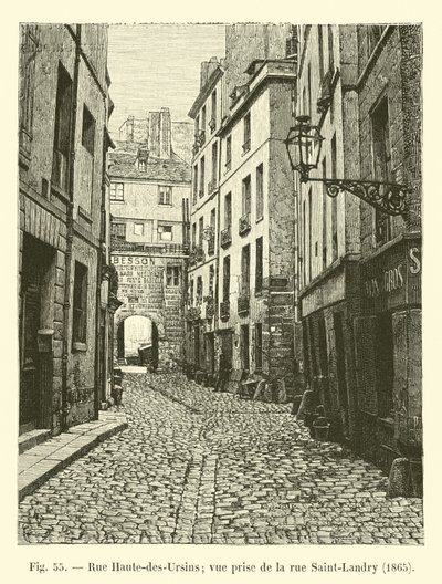 Rue Haute-des-Ursins; udsigt taget fra rue Saint-Landry, 1865 af French School