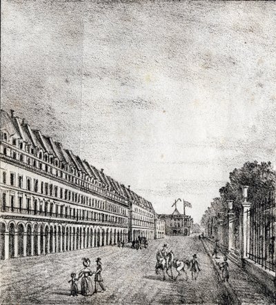Rue de Rivoli, Paris - "Alphabet Picturesque des Monumens de Paris" ca. 1840 (kobberstik) af French School