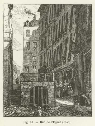 Kloakgade, 1840 af French School