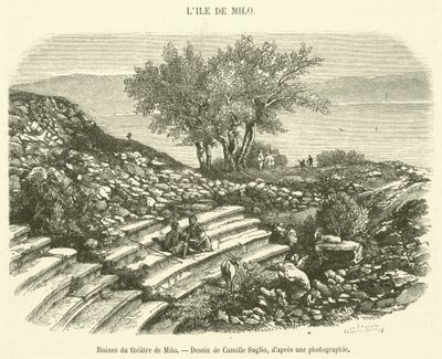 Ruinerne af Milos Teater (gravering) af French School