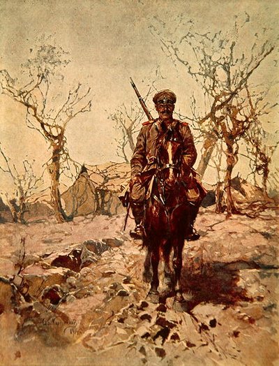 Russisk soldat under 1. Verdenskrig af French School