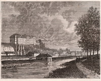 Sable-sur-Sarthe (Sable sur Sarthe) - indgravering i "La France illustree: geografi, historie, statistisk administration" af V.A. Malt-brun. 1884 af French School
