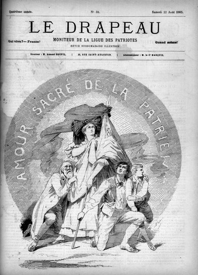 Sacred Love of the Fatherland - cover af "The Flag - Monitor of the League of Patriots" - 22. august af French School