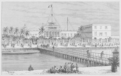Saint-Louis, view of N "Dar, Pont de Guet, illustration from" Le Senegal ... "by Louis Leon Faidherbe, 1889dani af French School