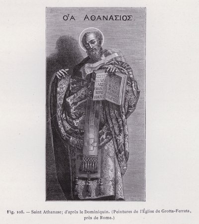 Sankt Athanasius; efter Dominichino, malerier af kirken Grotta-Ferrata, nær Rom (gravering) af French School