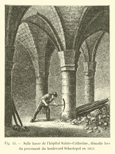 Nedre afdeling af Sainte-Catherine hospitalet, revet ned under åbningen af ​​Boulevard Sebastopol i 1853 af French School