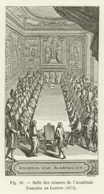 Mødelokale for det franske akademi ved Louvre, 1673 af French School