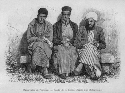 Samaritanere fra Nablus, fra Syrien i dag. Rejser i Fønikien, Libanon og Judæa. 1875-1880 af Louis Charles Emile Lortet, 1884 (bw gravering) af French School