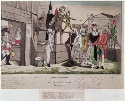 Satirisk tegneserie om de franske emigranter i Coblentz og Pillnitz-erklæringen, 1791 af French School