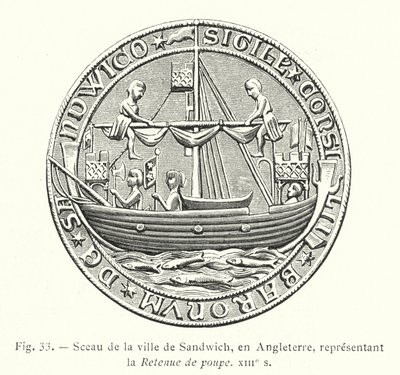 Segl fra byen Sandwich, England, forestillende Stern Retention, 13. århundrede (gravering) af French School