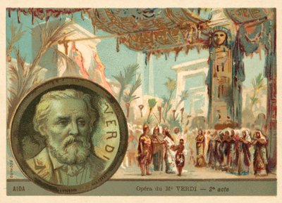 Scene fra Giuseppe Verdis opera Aida (chromolitho) af French School