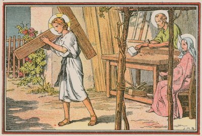 Scene fra Jesu liv (farvet indgravering) af French School
