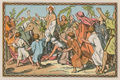 Scene fra Jesu liv (farvet indgravering) af French School