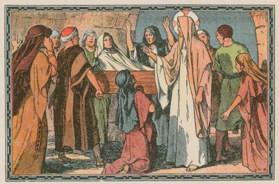 Scene fra Jesu liv (farvet indgravering) af French School