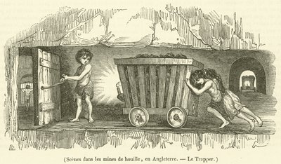 Scenes in the mine mines, in England, Le Trapperdani af French School
