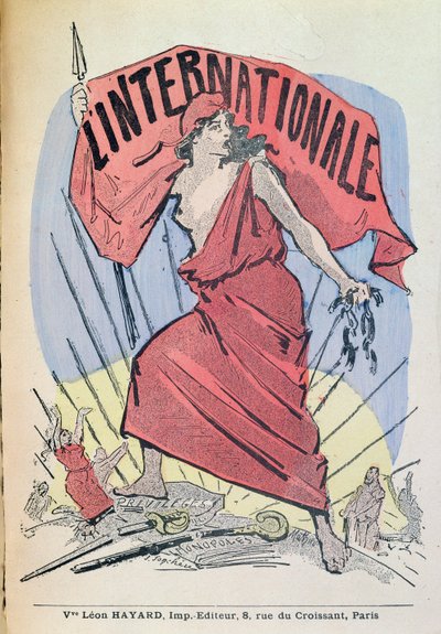 Partitur til sangen LInternationale, ca. 1900 (farvegravering) af French School
