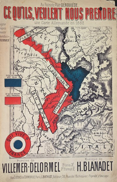 Partiturark for What They Want to Take From Us, anti-tysk propagandasang, 1882 af French School