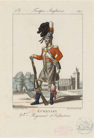 Skotsk 92. infanteriregiment, ca. 1815 (farvet radering) af French School