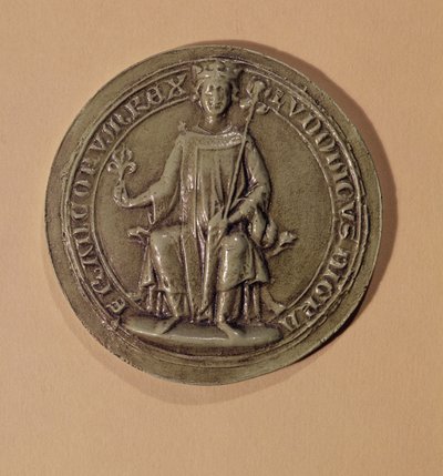 Segl af Ludvig IX (1214-70) med et scepter og en fleur de lys, ca. 1252 af French School