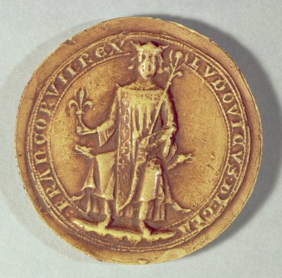 Segl fra St. Louis (1214-70) med et scepter og fleur de lys, ca. 1252 af French School