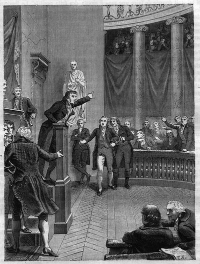 Seance du Tribunat: tale af Benjamin Constant (1767-1830) ved tribunen, der fordømmer regimet opstillet af Napoleon, januar 1800 - Indgravering fra 1865 i "" Histoire du Consulate et de l