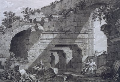 Anden række gallerier i amfiteatret i Nimes, fra Antiquities of France: Vol I, Monuments of Nimes af French School
