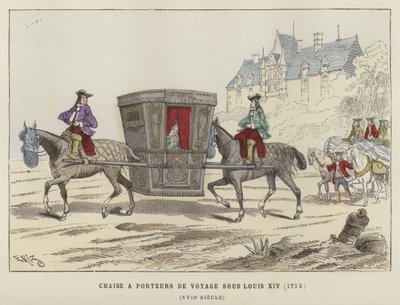 Sedan stol båret af heste, regeringstid af Ludvig XIV af Frankrig, 1715 af French School