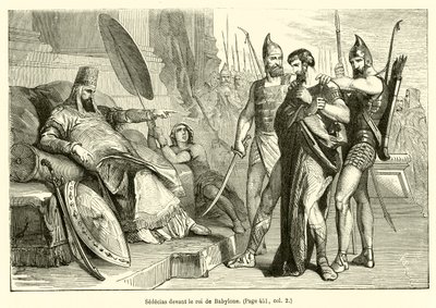 Sedecias før kongen af ​​Babylon (gravering) af French School