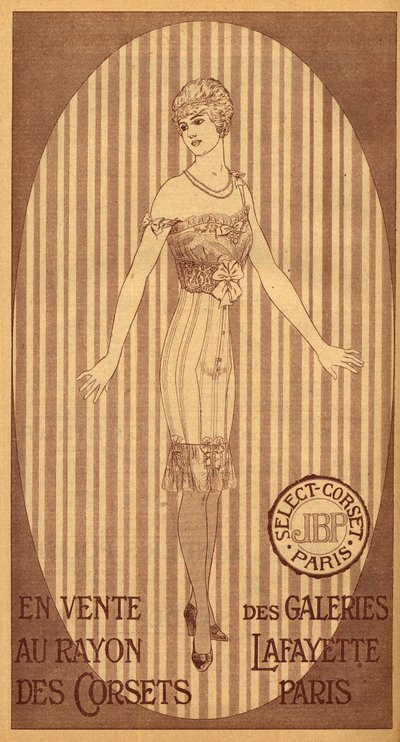 Vælg JPB korset til salg i korsetafdelingen i Galeries Lafayette i Paris - 1914 af French School