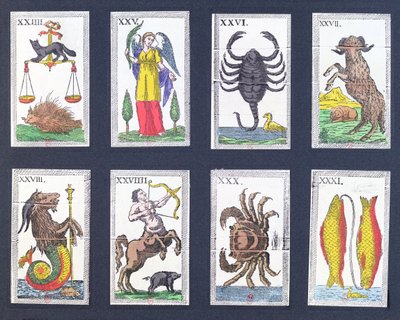 Udvalg af astrologiske tarotkort af French School