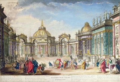 Scenografi til det ydre af Apollos Palace, udgivet i Paris, 1748 af French School