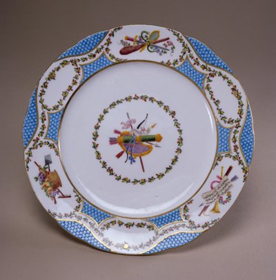 Sevres dessertservicetallerken, fra Melbourne Service, 1770 (blødt-pasta porcelæn) af French School