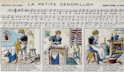 Noder til den populære sang "" la petite Cinderella"" - billede af Epinal af French School