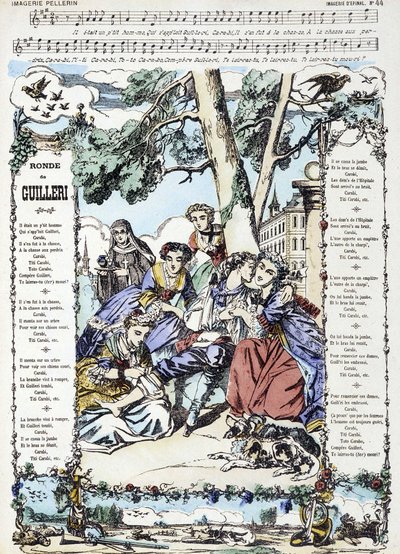 Noder til sangen "" Ronde de Guilleri"" - billede af Epinal af French School