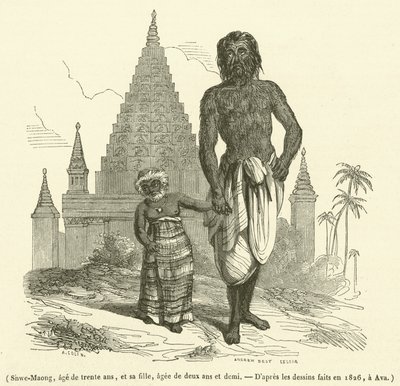 Shwe-Maung, tredive år, og hendes datter, to og et halvt år (gravering) af French School