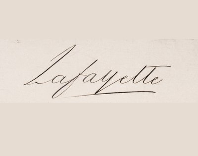 Underskrift af Marie-Joseph-Paul-Yves-Roch-Gilbert du Motier, Marquis de Lafayette af French School