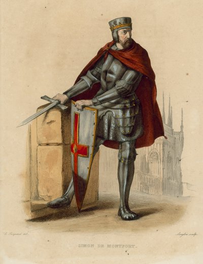 Simon de Montfort (farvet gravering) af French School