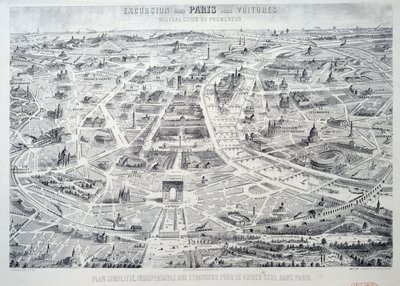 Forenklet plan for Paris uundværlig for fremmede at guide sig selv i byen. Tallerken taget fra "Ny guide for vandreren, udflugt til Paris uden bil"" Paris fra det 20. århundrede, Musee Carnavalet af French School