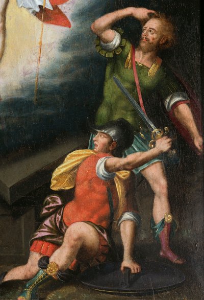 Soldater under opstandelsen, detaljer. Triptykon af Aubery af French School