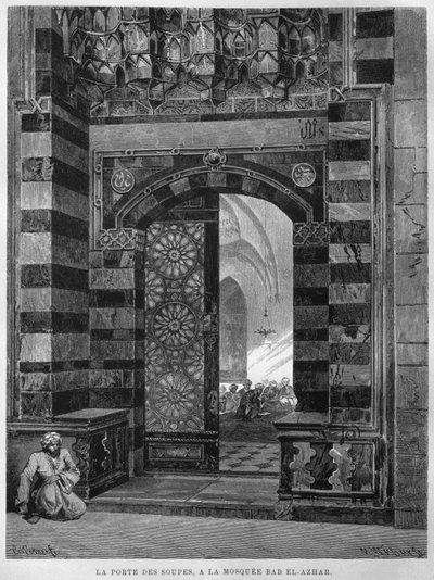 Suppeport, moske Al Azhar, Cairo, fra LEgypte, af Georg Moritz Ebers, 1881 af French School