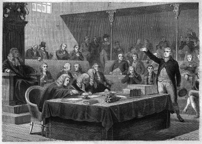 Tale af stedfortræder Fox til parlamentet i England om Frankrigs invasion af Schweiz, november 1802 - Indgravering fra "" Histoire du Consulate et de l